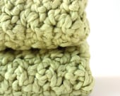 Natural Organic Cotton Crochet Washcloths - Sage Green