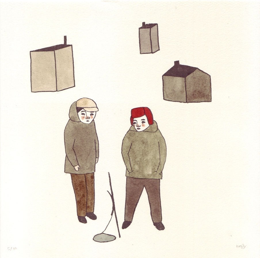 ice fishermen gocco screen print