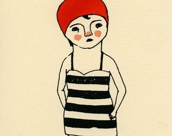 swimmer gocco screen print red