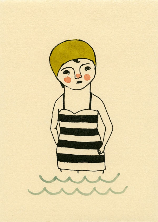 swimmer gocco screen print olive