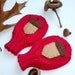 Ode To Chicken Little .... Felt Acorn Baby Mittens, Red Size 0 to 3 months