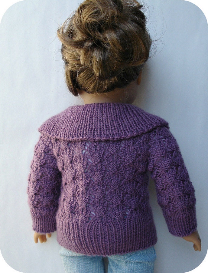 Helena Lace Cardigan Sweater - PDF Knitting Pattern For 18" American Girl Dolls - Doll Clothes Pattern - Instant Download