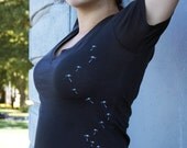 ON SALE Womens Dandelion V Neck Tee Organic Cotton SMALL
