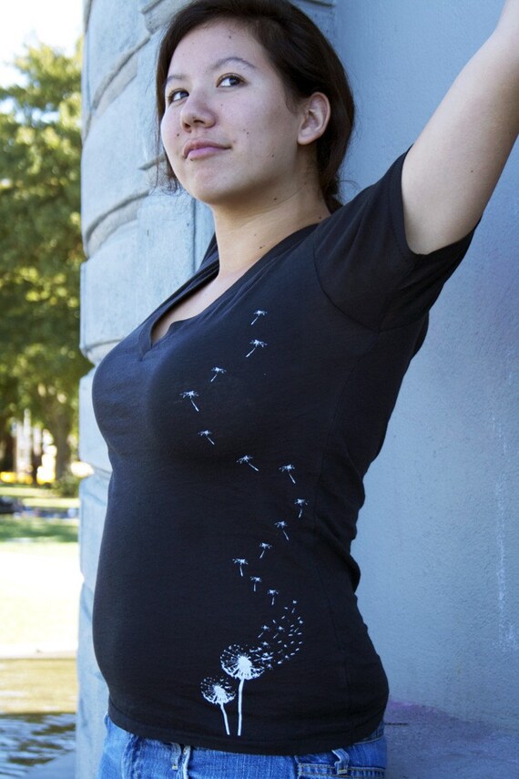 ON SALE Dandelion V Neck Tee Organic Cotton Short Sleeve Womens MEDIUM