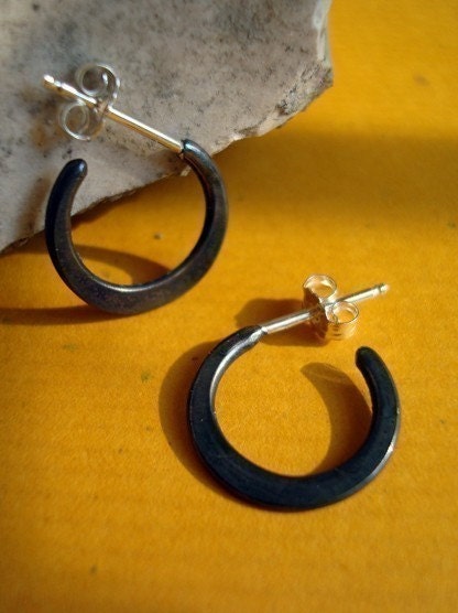 Tiny Black Hoops, Black Hoop Earrings