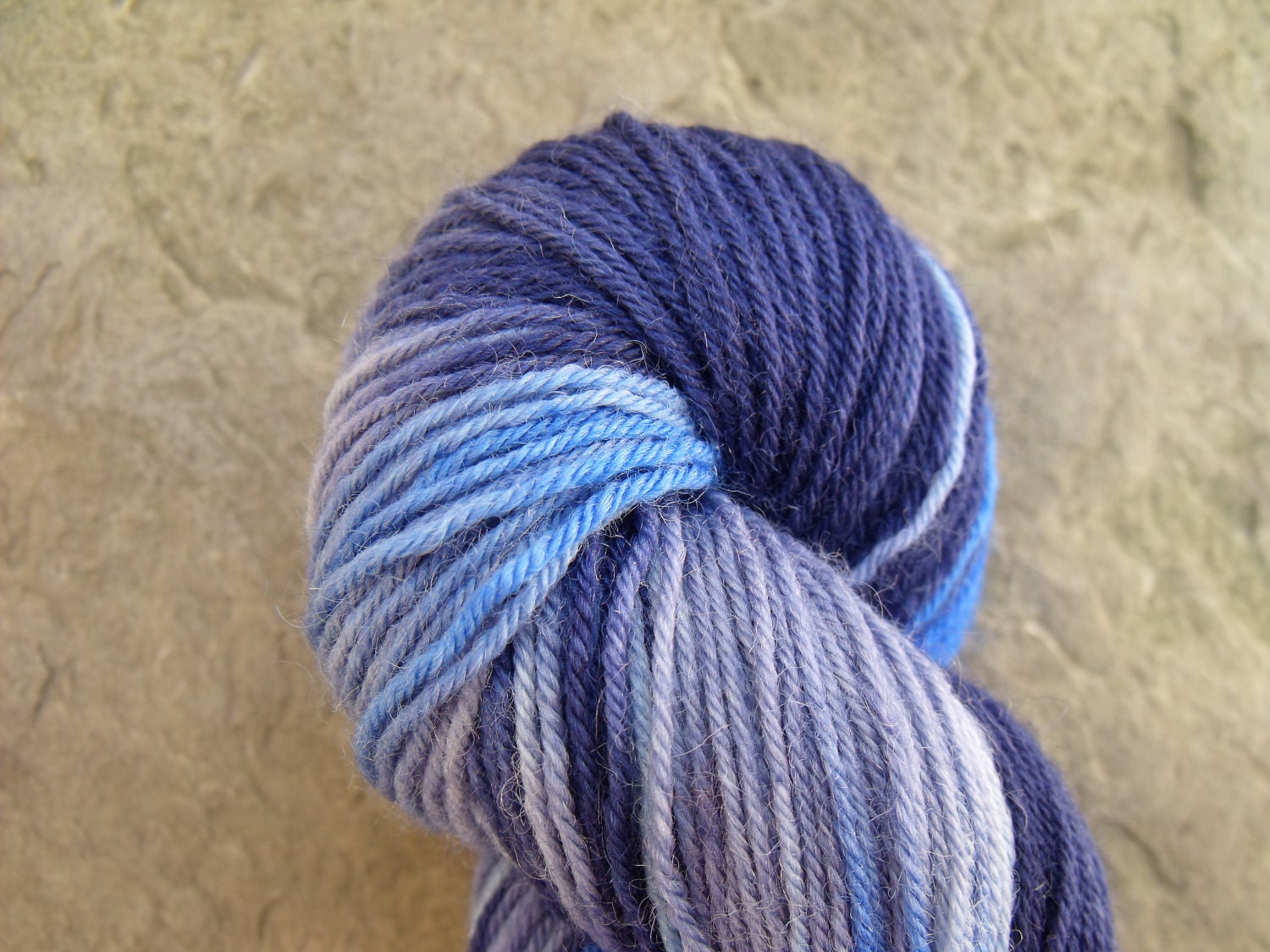Superwash Bluefaced Leicester Sock yarn handpainted in " Code Blue"