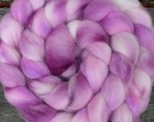 Shetland Roving (Top) Hand Painted Spinning or Felting Fibre 100g in subtle shades of pink and purple