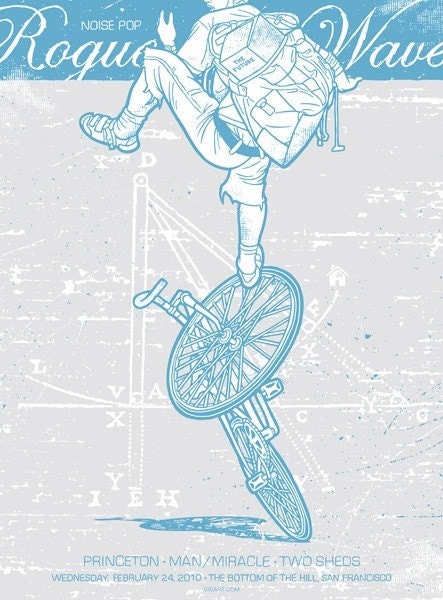 Rogue Wave Noise Pop San Francisco Bicycle Bike Silk Screen Concert Indie Music Poster - Etsy