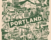 Portland Oregon Silk Screen Collage Print - Etsy