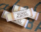 Honey Almond Oval Lip Balm - One Tube Beeswax Shea Cocoa Butter Jojoba