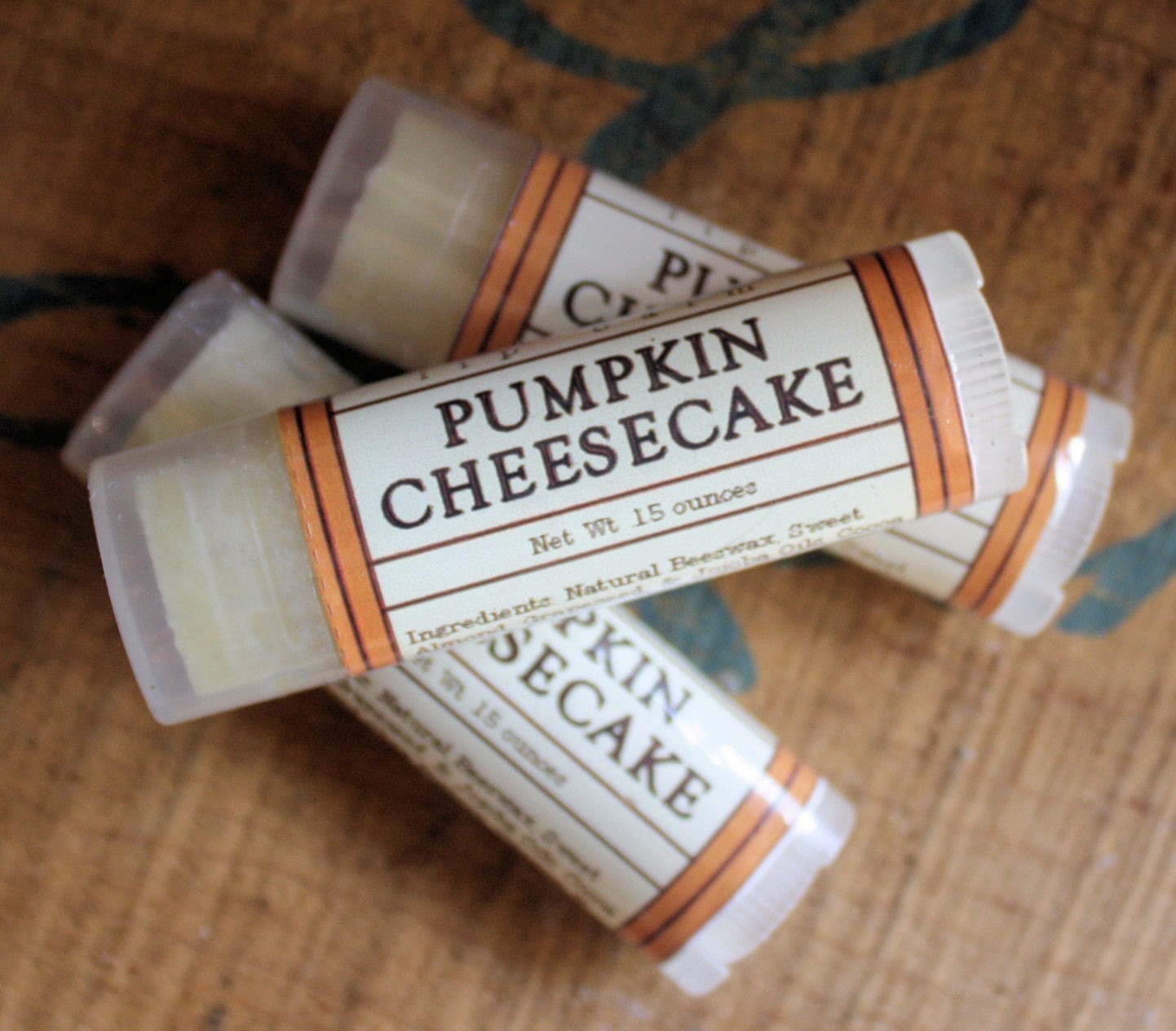 Pumpkin Cheesecake Lip Balm - One Tube Beeswax Shea Cocoa Butter Jojoba - LongWinterSoapCo