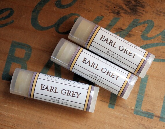 Earl Grey Lip Balm - One Tube Beeswax Shea Cocoa Butter Jojoba LIMITED EDITION