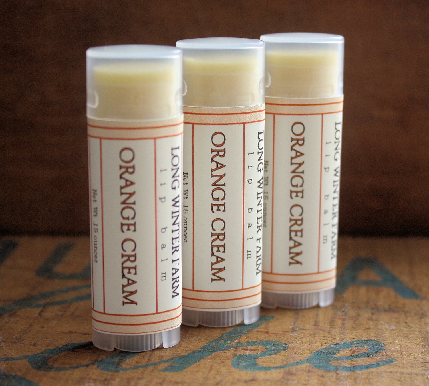 Orange Cream Lip Balm - One Tube Beeswax Shea Cocoa Butter Jojoba