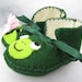 Dark Green Frogs and Lily Pad Baby Girl Booties Baby Shoes Baby Slippers