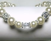 Pearl Bridal Bracelet, Ivory Pearl and Crystal Wedding Bracelet, Swarovski Pearls, Rhinestone, Wedding Jewelry, Paulina B206B07