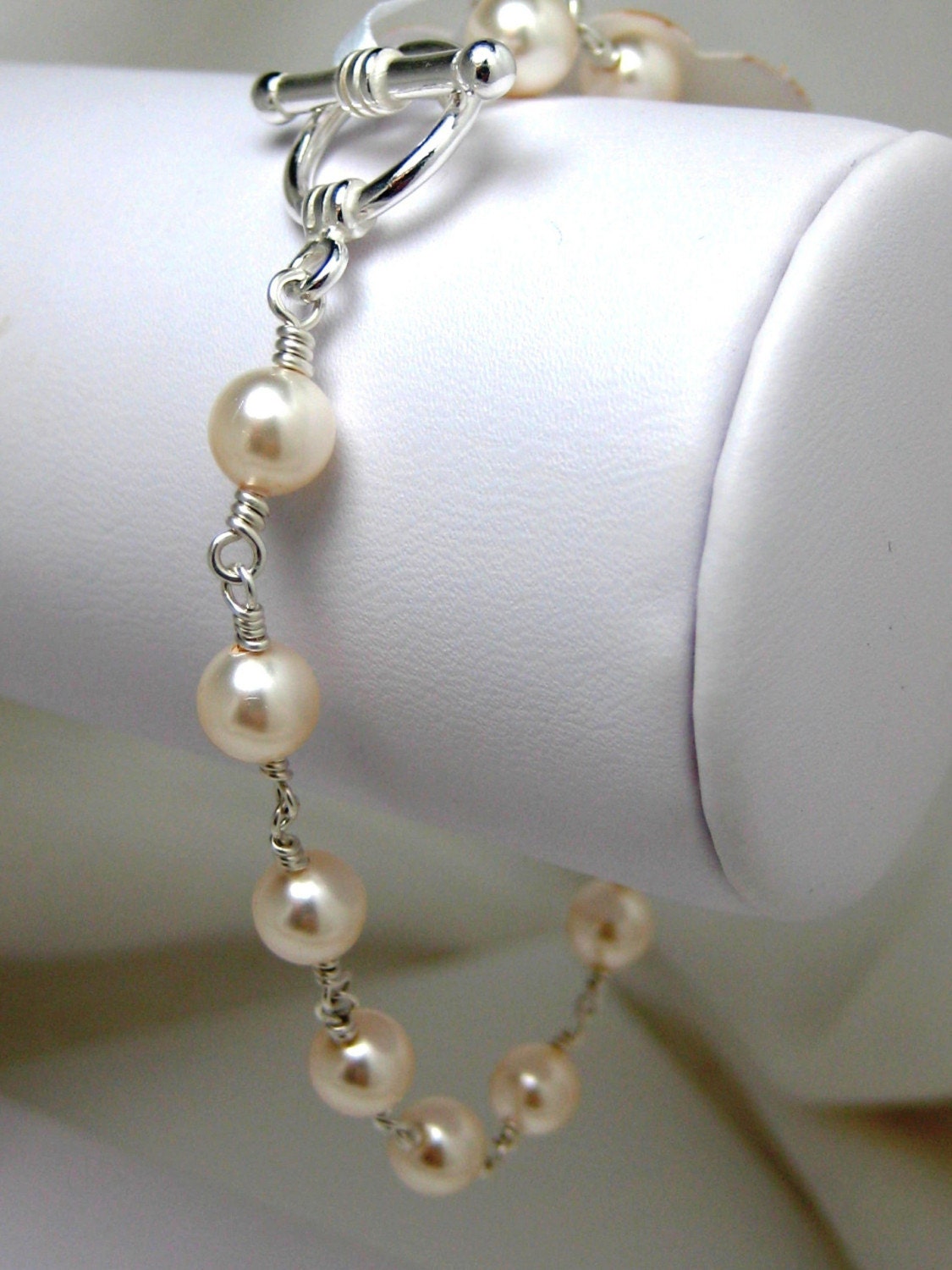Ivory Bracelet Swarovski Pearl Bridal Jewelry, Classic Heirloom Handmade, Natasha B211B09