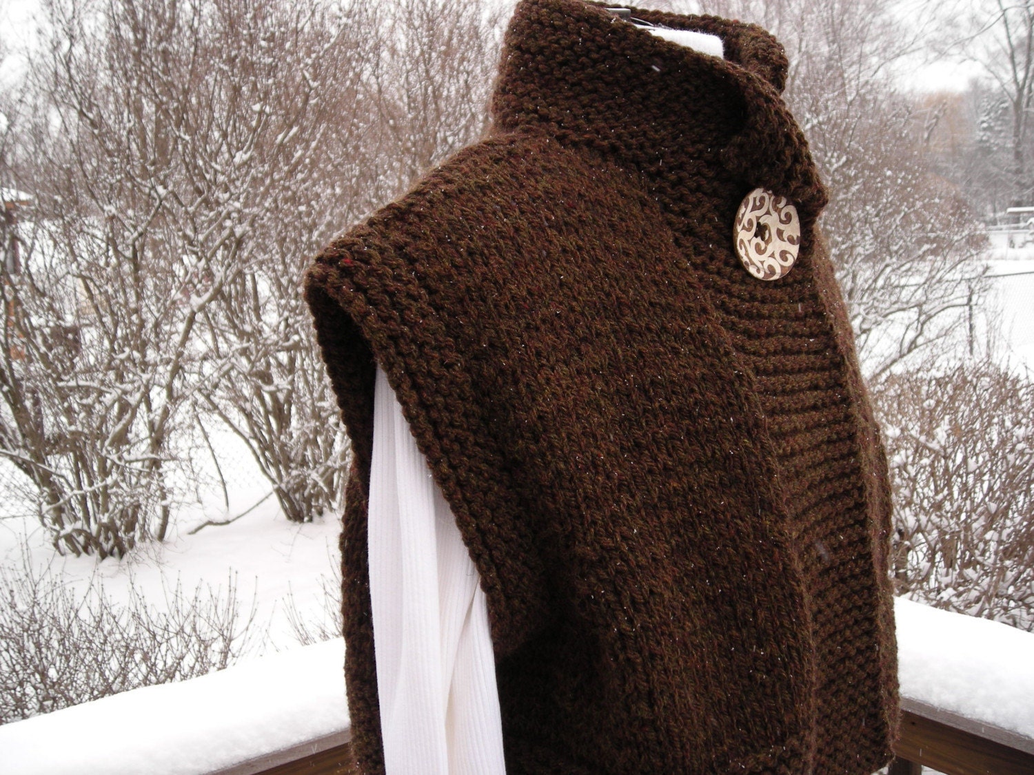 Cropped Vest in Chocolate Brown Tweed by Never Felt Better