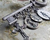 Protector Catholic Medals Reliquary Key Brooch