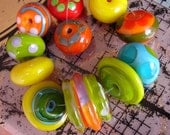 Glass Handmade Lampwork Beads & Beaded Jewelry Art. FRUITS. Set of 13 big loose beads, GIANT focal. For Bracelets, Necklaces. OPENSTUDIO.