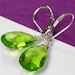 Green Peridot Earrings, Wire Wrapped Briolettes on Sterling Silver Leverbacks, Bridesmaids, August Birthday