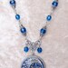 Blue Pentacle Necklace- Glitter, Resin, Antiqued Silver, Fantasy