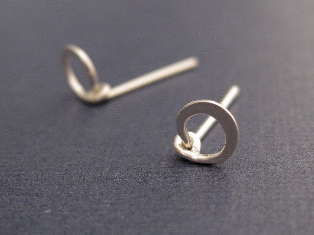 Tiny Teeny Circle Posts sterling silver wire stud earrings