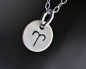 custom zodiac sign hand stamped necklace in sterling silver