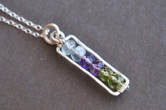 Buy grandmother birthstone jewelry - Custom Mothers / Grandmothers Birthstone necklace, FAMILY LINE sterling silver, genuine gemstones (6 stones)
