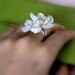 GARDENIA BLOSSOM huge sterling silver and keishi pearl wire wrapped flower cocktail ring--adjustable band