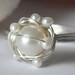 SNOWY NEST white freshwater pearl sterling silver wire wrap ring