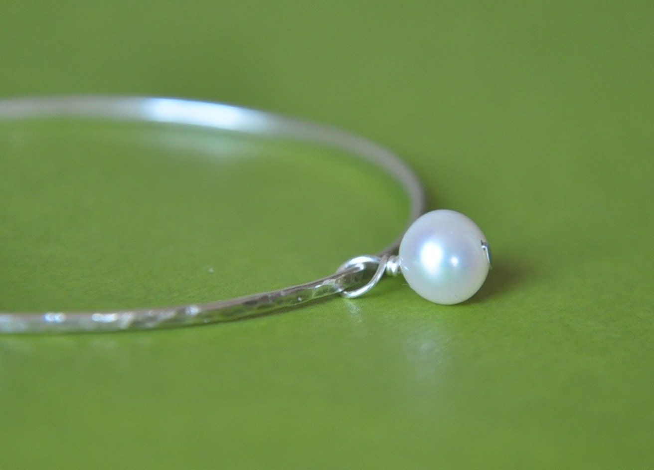 ADD-A-CHARM bangle bracelet sterling silver -- comes with one white pearl charm