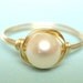 freshwater pearl ring - classic ivory white pearl, 14K gold filled wire wrap