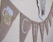 CHEERS and Beers Glittered Burlap Banner