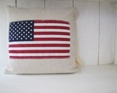 US Flag  Feedsack Style Pillow Cover 16 x 16