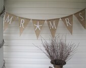 Mr & Mrs Starfish Glittered Burlap Banner