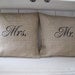 Mr and Mrs French StyleBurlap Pillow Covers....Pair