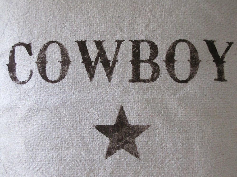 Cowboy and Cowgirl Feedsack Style Pillow COVER Set