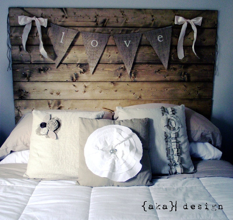 LOVE...Lowercase White Glittered Burlap Banner with Ribbon Bows
