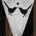 HAPPILY EVER AFTER Glittered Burlap Banner with Lovebirds