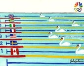 SEVEN SWANS A-Swimming (hey-- like the Christmas carol), original art.