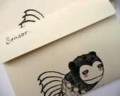 Hand Coloured Gocco Printed Air Mail Set