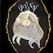 SALE Small Leaping Beast Original Painting in Oval Window Card