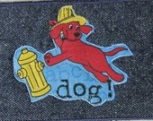 Fire Dog Quilted Fabric Postcard