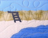 Fiber Art Postcard Art Quilt-Ocean Dunes Landscape