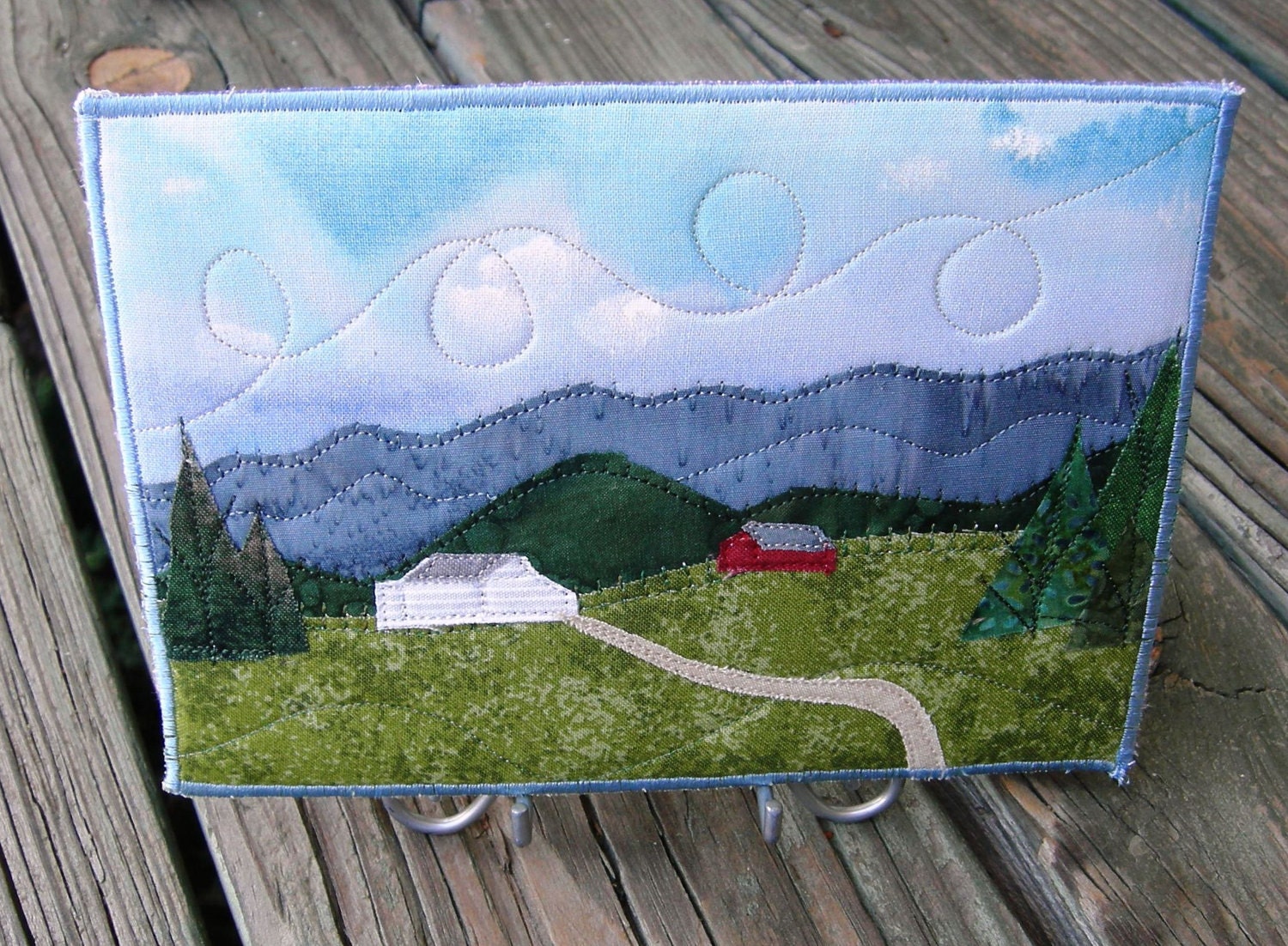 Fabric Postcard Art Quilt-Mountain Landscape Mini Quilt