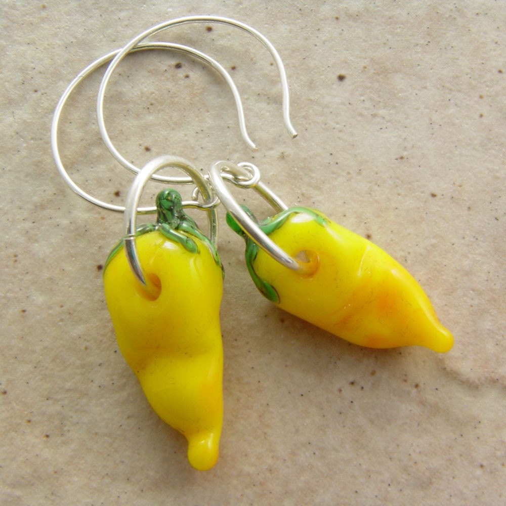 Handmade Earrings Hot-Hot-Hot Yellow Chile Peppers