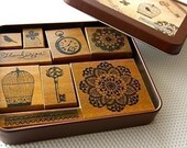 Wooden stamps in a can - Bird
