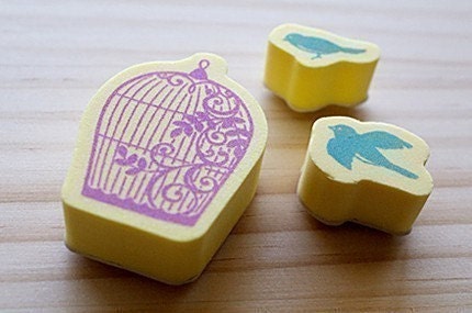 Duet Stamp Set - Bird and bird cage