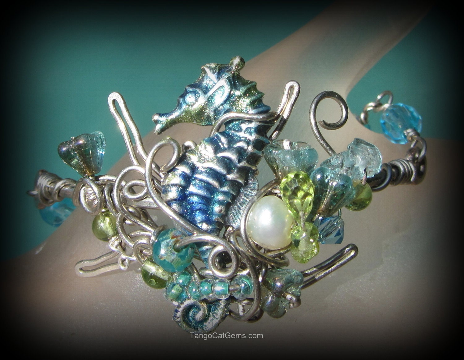 Silver Seahorse Moonlit Garden