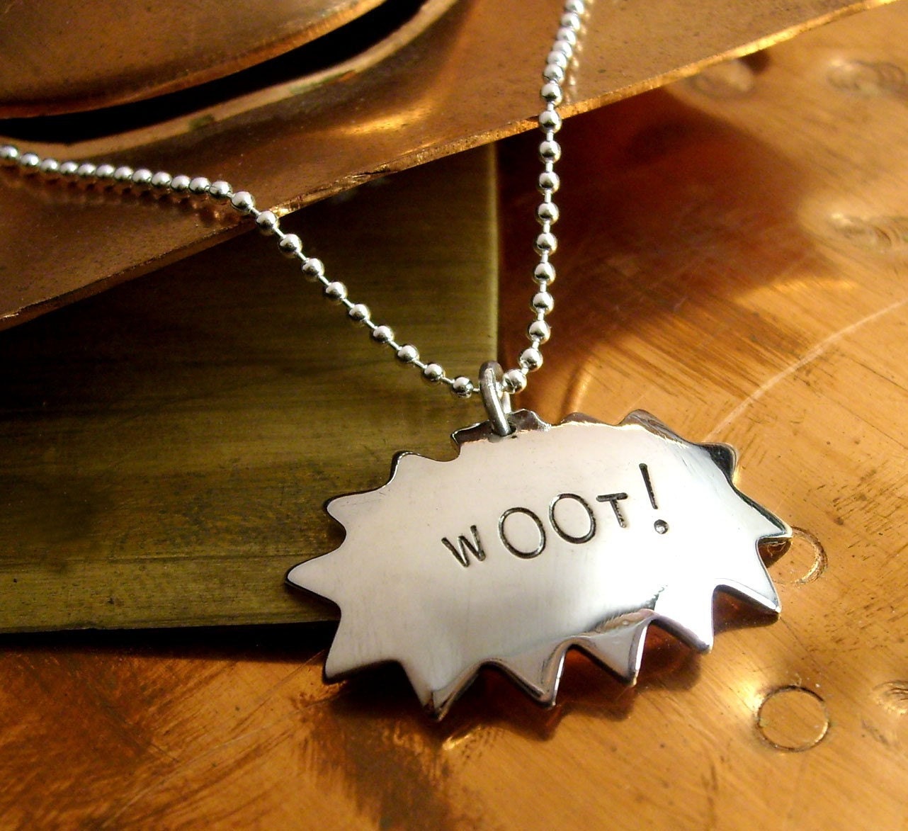 wOOt - Comic Book Charm Geekery Necklace with 18 inch sterling silver ball chain